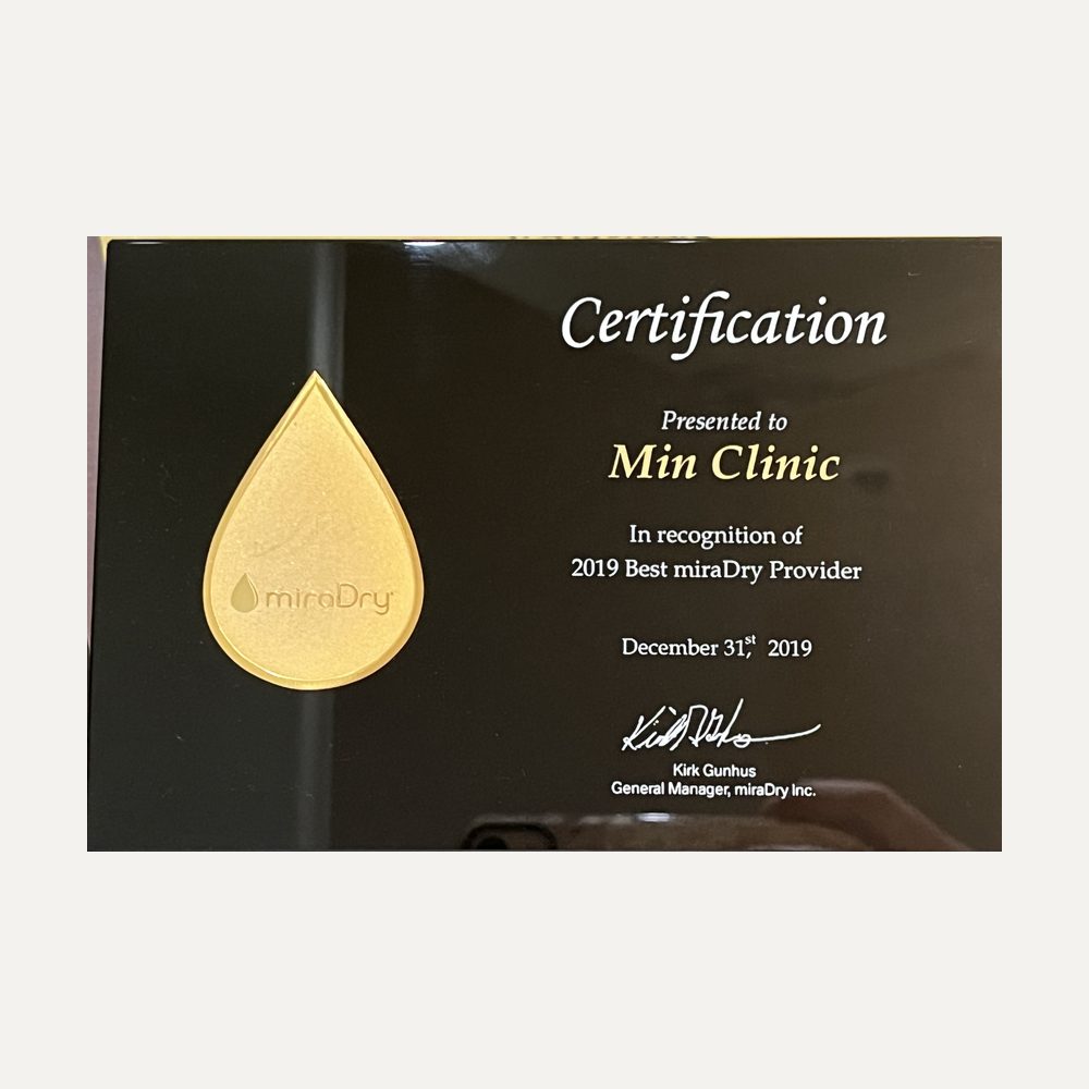 miraDry Certification plaque 2019